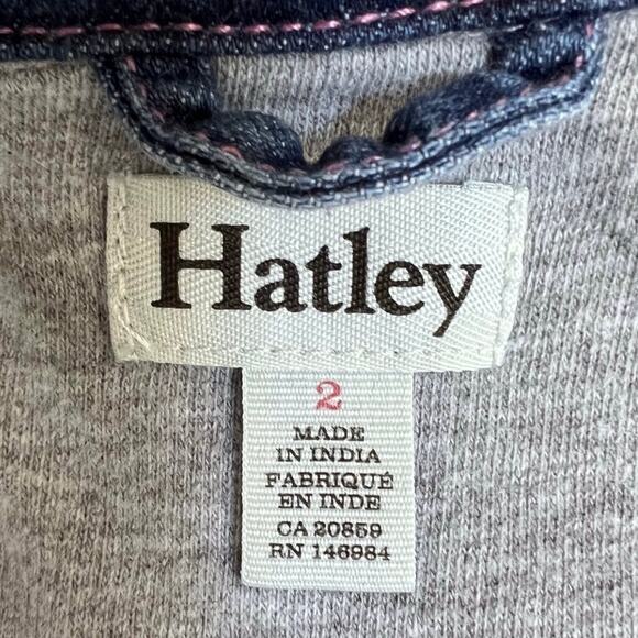 Hatley Jacket Girls 2 Blue Denim Heart Print Lined Jean Jacket Embroidered Fall - Picture 11 of 12